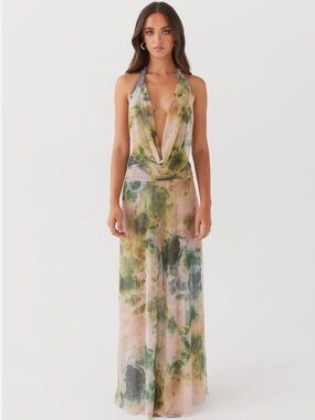 jacinda drop waist maxi dress Mint Magic Fairy Soirée Midi Dress – Fairy Tong main image 1